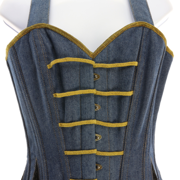 Denim Corset Top with Gold Trim - Picture 6 of 15
